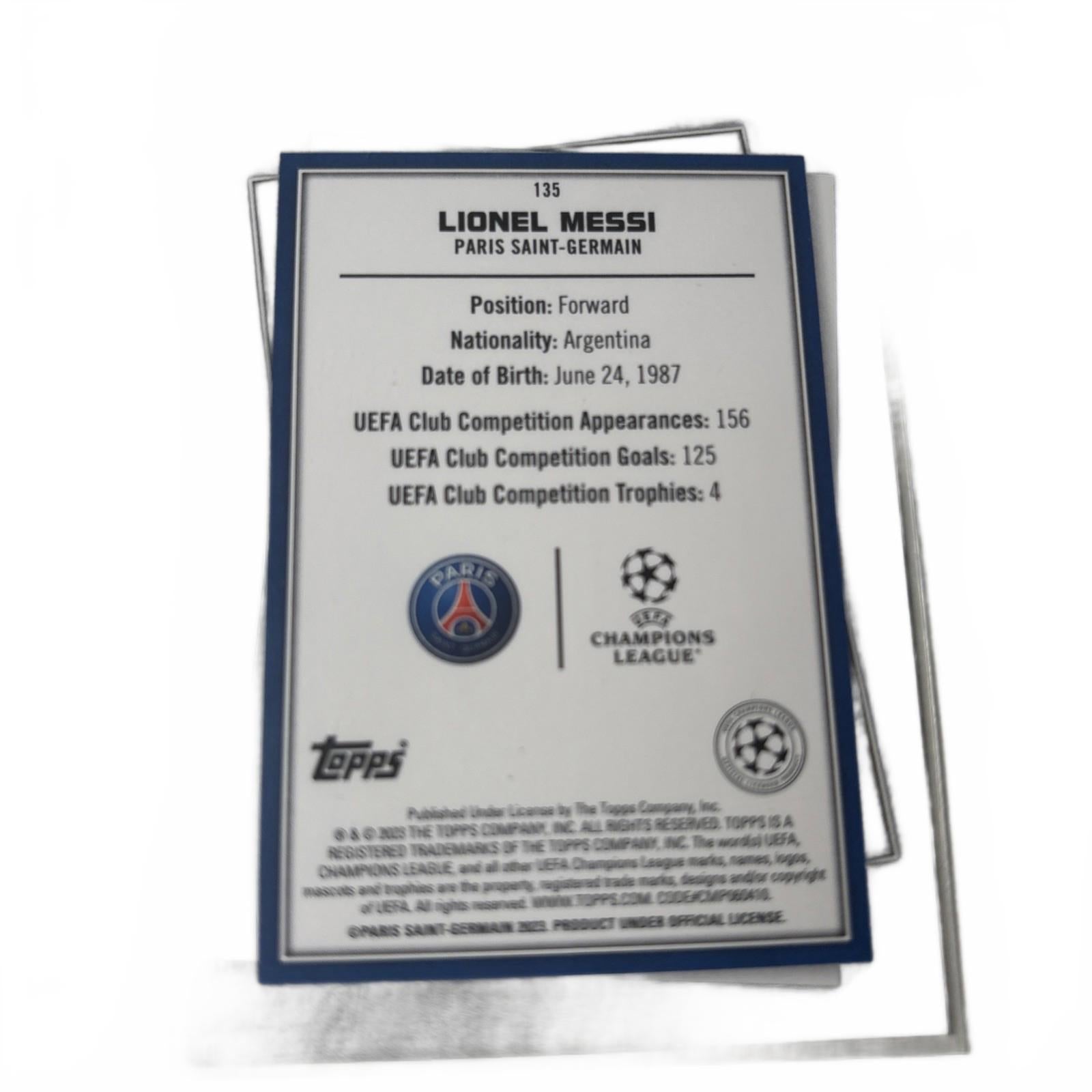 Lionel Messi Foil UEFA Champions League Mint