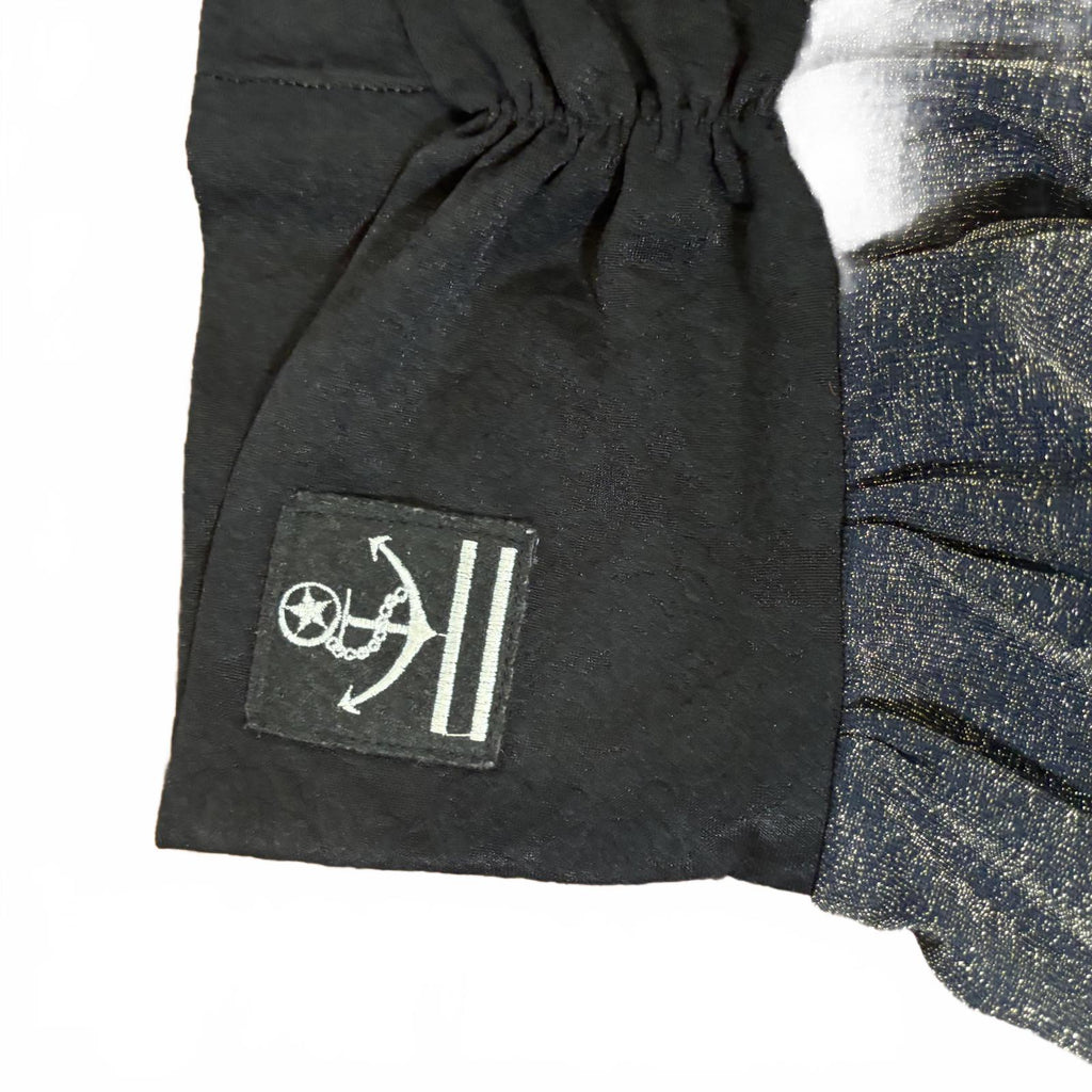 Women's Black and Metallic Elastic Waist Skirt with Anchor Patch VTG - Come Sell Nearly Anything