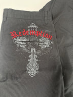Size L Embroider Redemption Black and White Striped Trousers Pants - Come Sell Nearly Anything