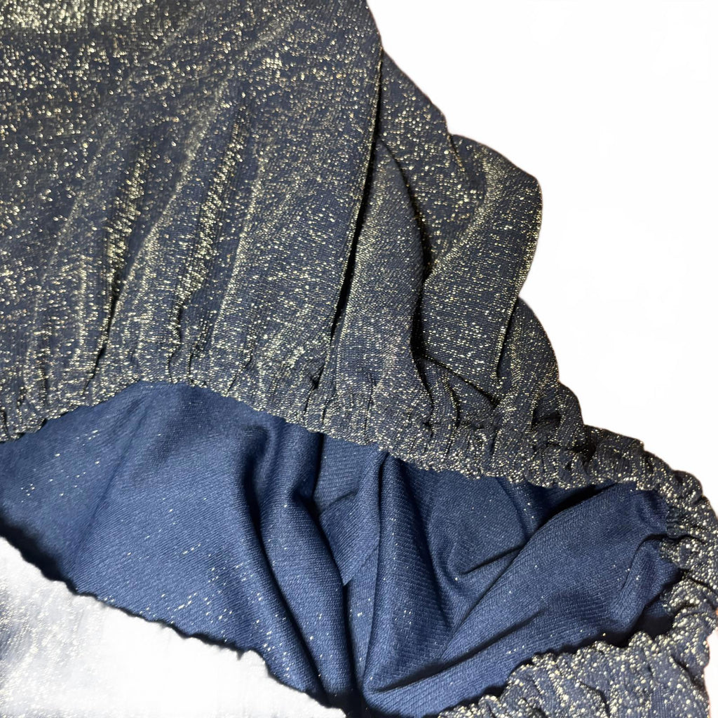 Women's Black and Metallic Elastic Waist Skirt with Anchor Patch VTG - Come Sell Nearly Anything