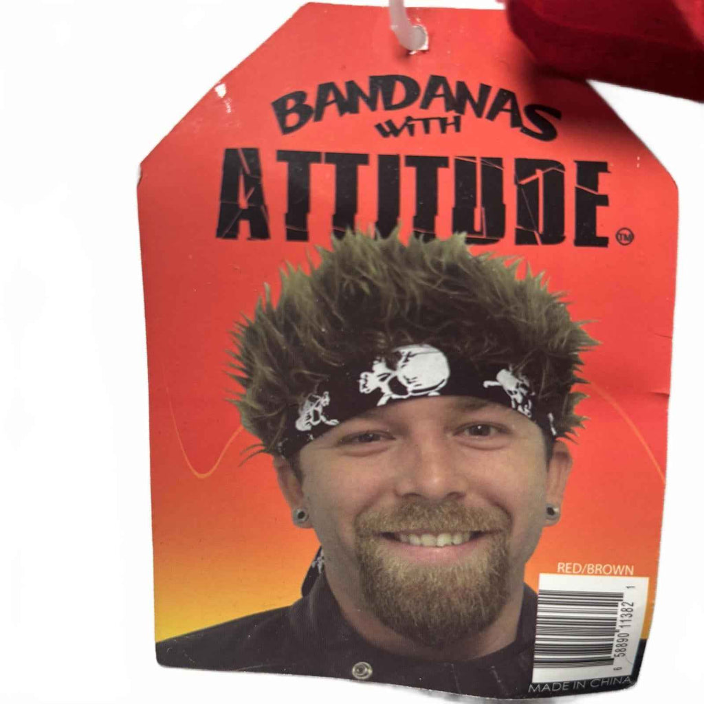 Billy Bob Bandanas with Attitude Novelty Red/Brown Faux Hair Bandana