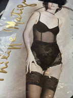 Bas nylon voile Lycra Black  mat PHILIPPE MATIGNON Taille Sheer Hold UPS L New