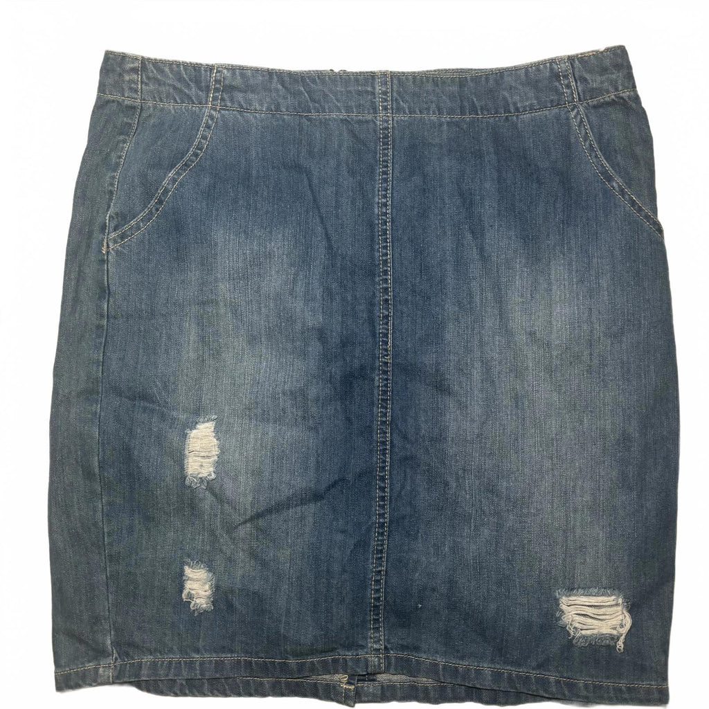 Mix Denim Skirt Size 12 Distressed Zip Back Casual #DenimSkirt #Womenswear #Size - Come Sell Nearly Anything