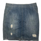 Mix Denim Skirt Size 12 Distressed Zip Back Casual #DenimSkirt #Womenswear #Size - Come Sell Nearly Anything