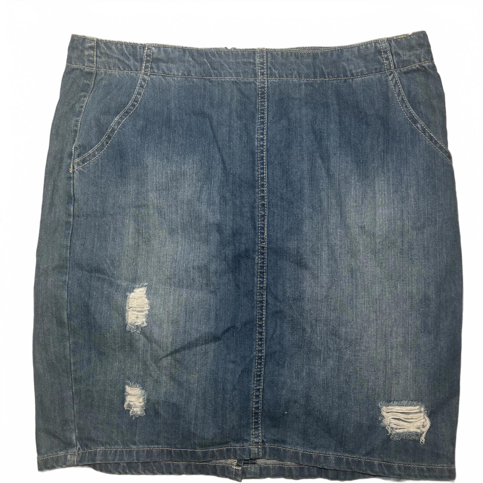 Mix Denim Skirt Size 12 Distressed Zip Back Casual #DenimSkirt #Womenswear #Size - Come Sell Nearly Anything