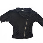 Lollipop Black Cotton Women's Top Size 12 with Asymmetric Zipper - Come Sell Nearly Anything
