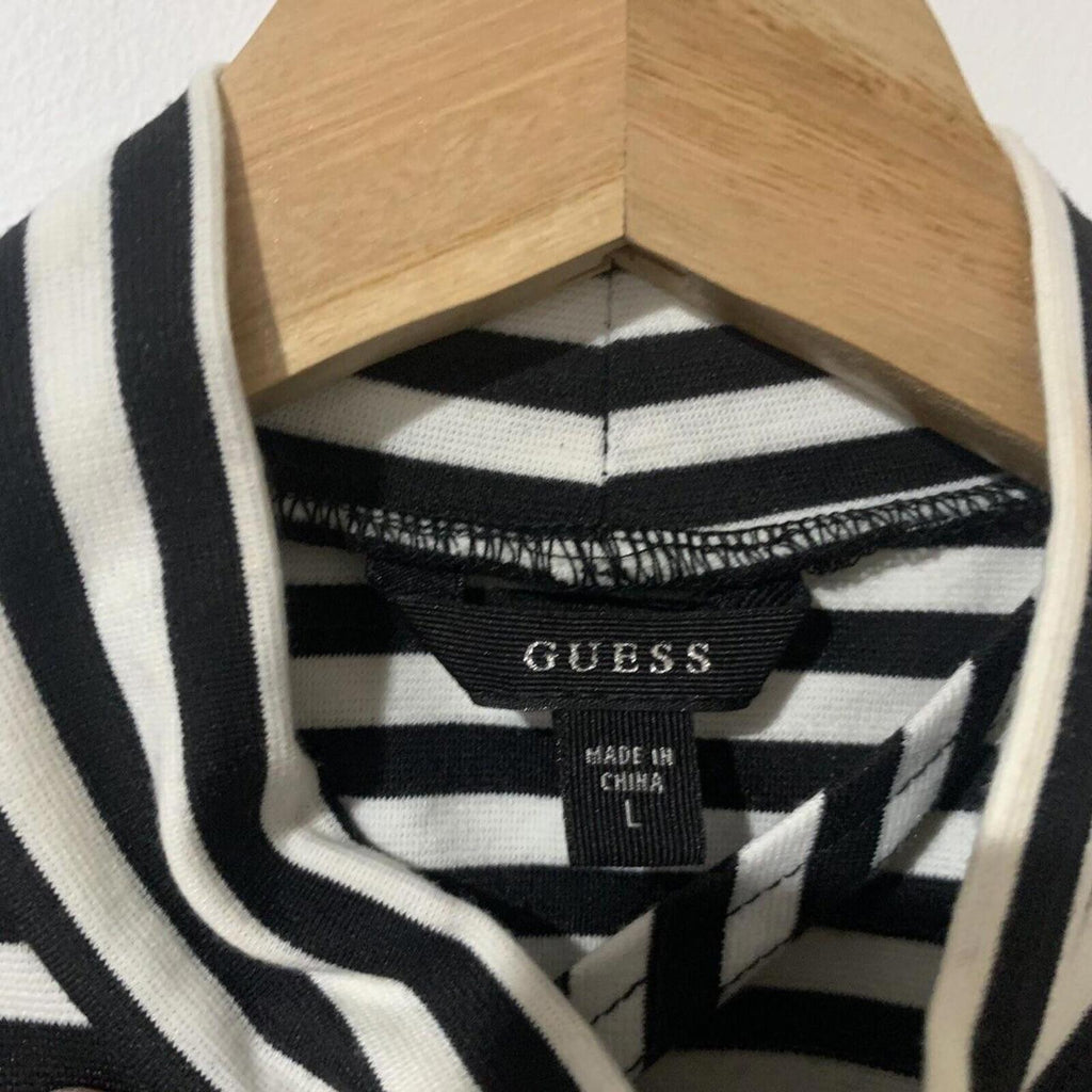Bodycon Dress Open Shoulder & Back Guess Womens Black White Striped Size L - Come Sell Nearly Anything