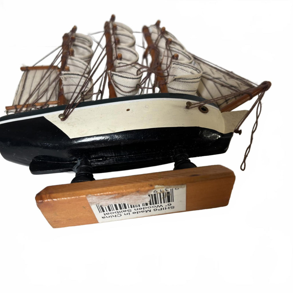 Handcrafted Wooden Nautical Decor Ship Model 17in