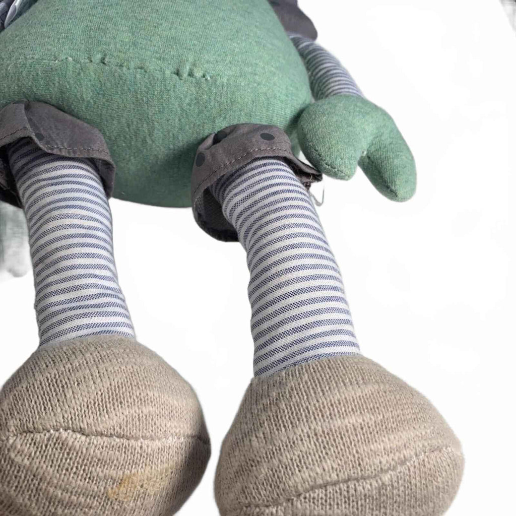 Nana Huchy Robot Plush 40cm Grey Soft Stuffed Toy Wearing Shorts.