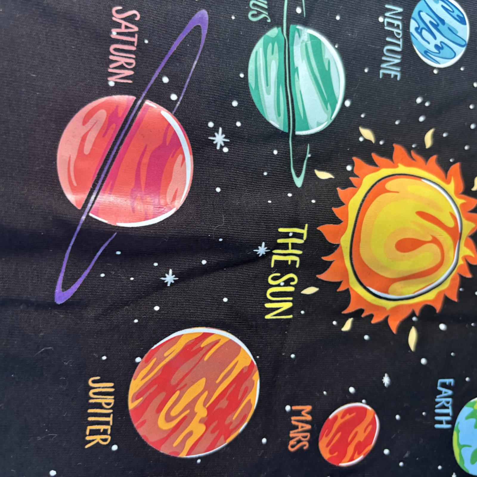 Generic Solar System Graphic Black T-Shirt Medium Kids Science Space Tee