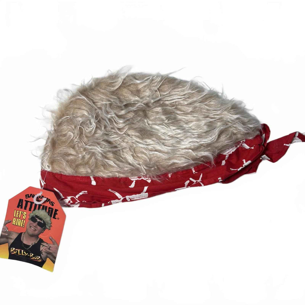 Billy-Bob One Size Faux Fur Red Bandana Hat #AutomotiveFashion #BikerStyle