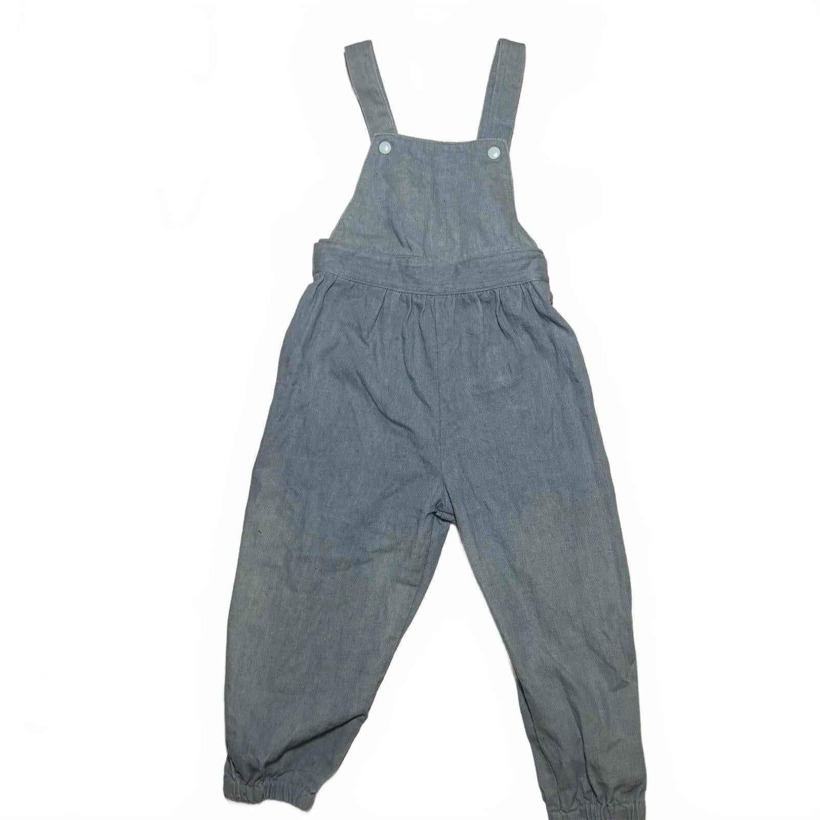 Denim Overalls Light Blue Cotton Elastane Adjustable Straps