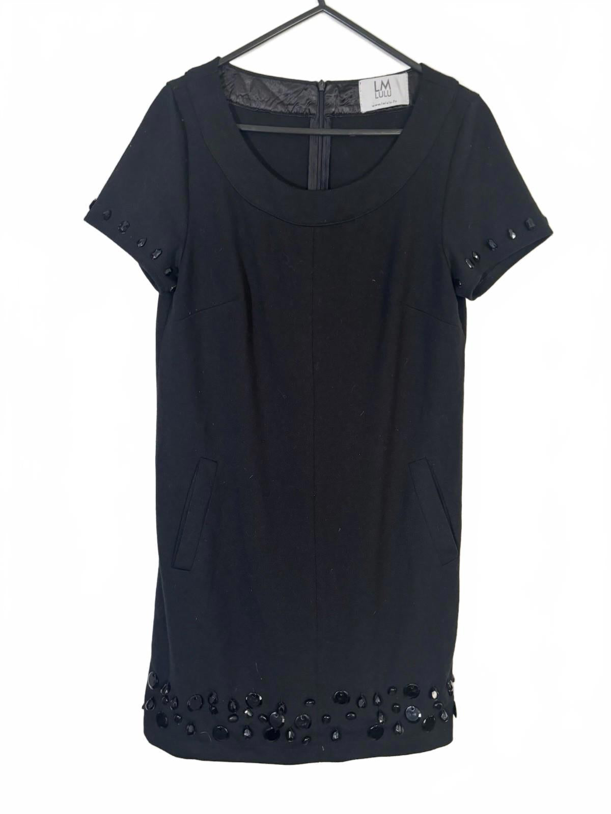 Lulus Women Size Small Black Mini Dress Shift Short Sleeve Zipper back Lined - Come Sell Nearly Anything