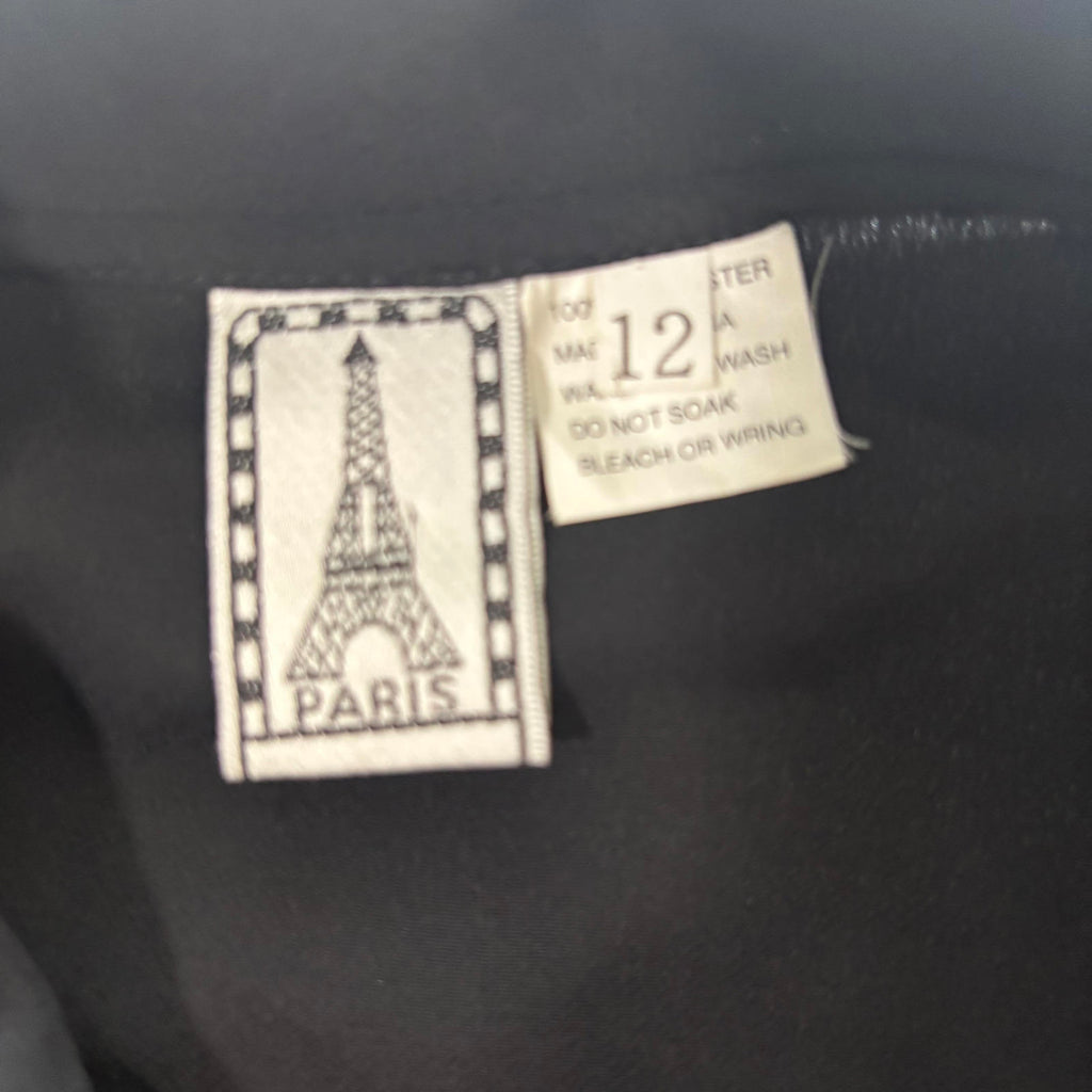 Paris Black Women's Blouse Size 12 Elegant Embroidered Collar - Come Sell Nearly Anything