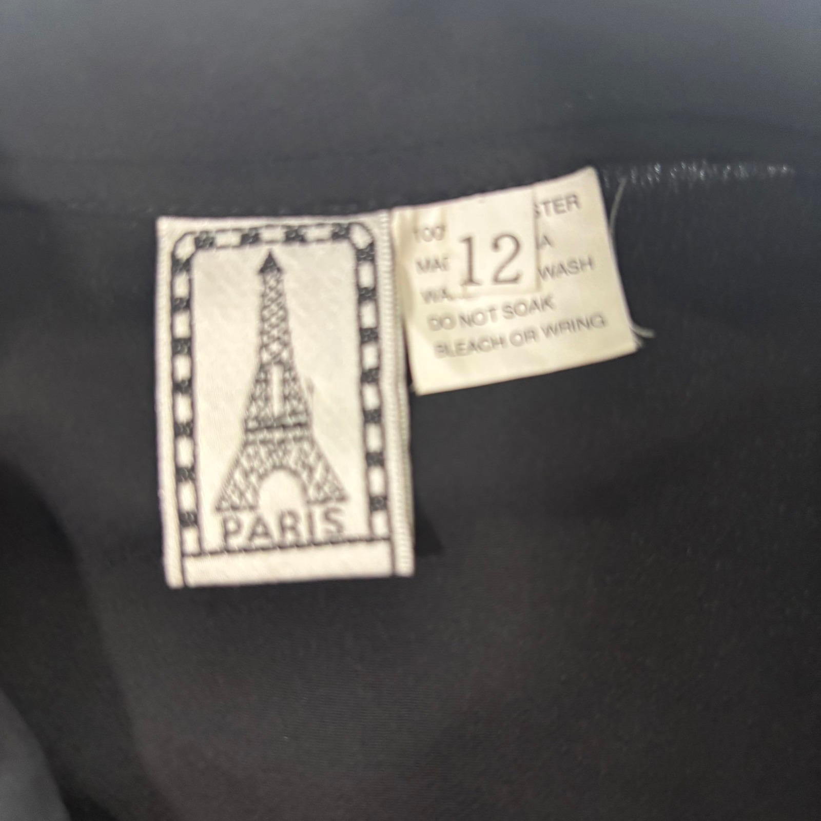 Paris Black Women's Blouse Size 12 Elegant Embroidered Collar - Come Sell Nearly Anything