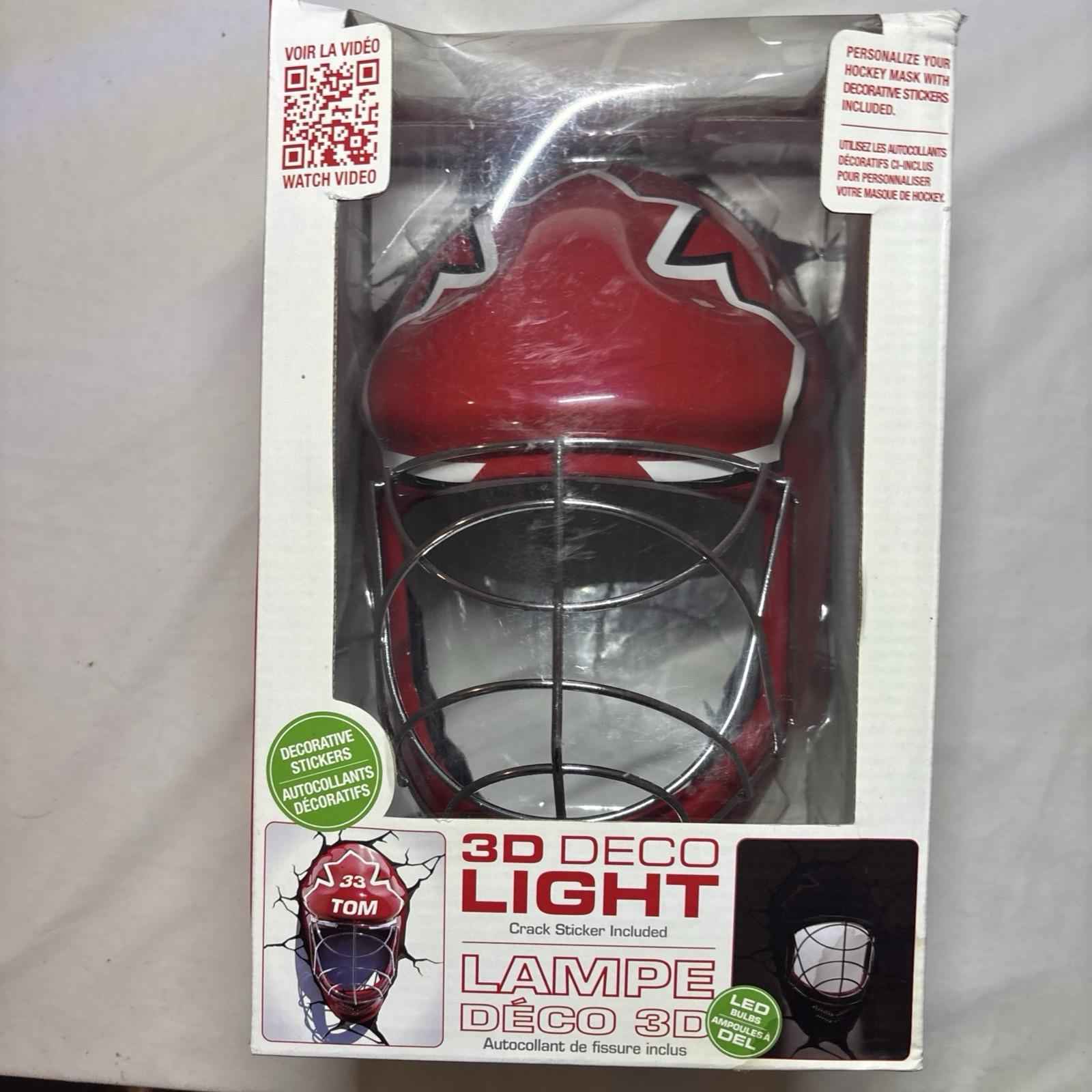 3D Deco Light Team Canada Goalie Mask Glass Night Light NHL RARE French Issue