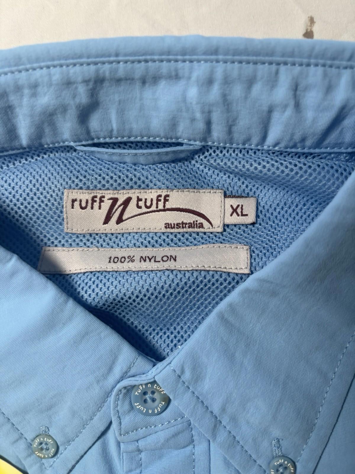 Ruff N Men’s Off Shore Rayosan UV Protection Fishing LS Shirt, Blue, XLarge BNWT - Come Sell Nearly Anything