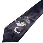 Men's Polyester Christmas Themed Neck Tie with Golf Santa at Night Design
