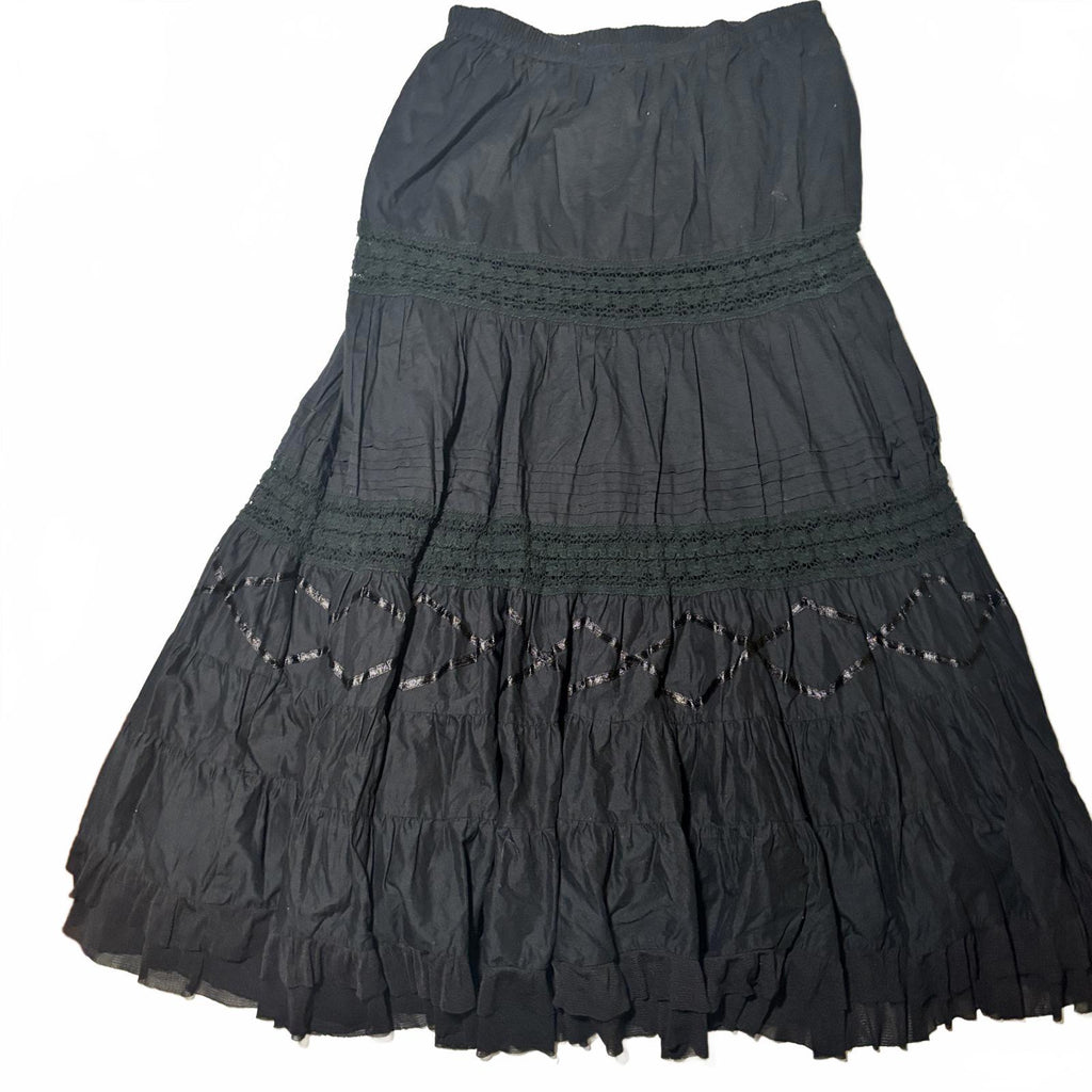 Capital M Black Tiered Skirt Women's Size M Vintage Boho Summer