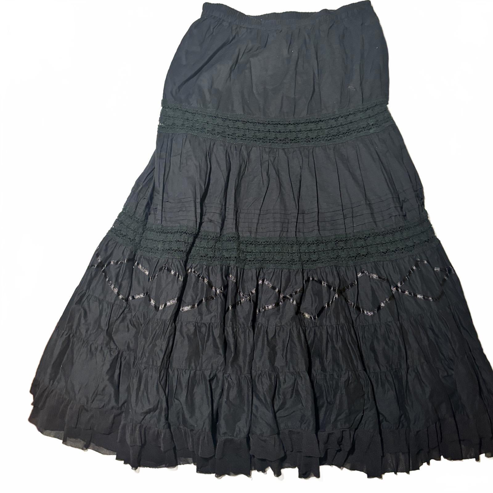 Capital M Black Tiered Skirt Women's Size M Vintage Boho Summer