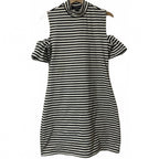 Bodycon Dress Open Shoulder & Back Guess Womens Black White Striped Size L - Come Sell Nearly Anything
