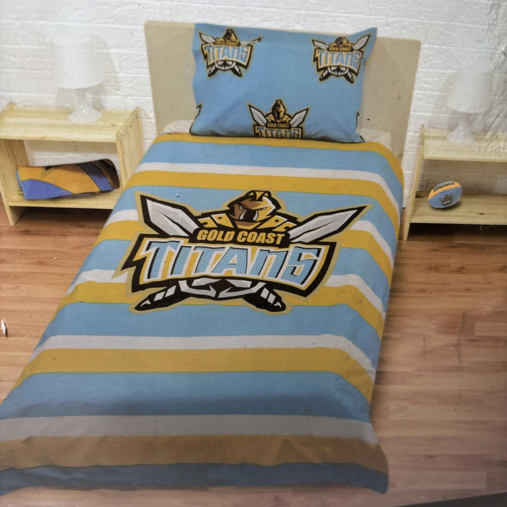 NRL GOLD COAST TITANS SINGLE BED QUILT COVER SET REVERSIBLE DESIGN RUGBY NEW - Come Sell Nearly Anything