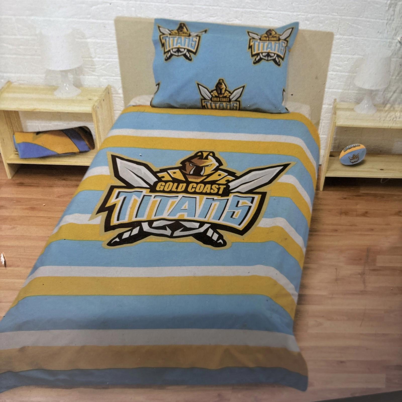 NRL GOLD COAST TITANS SINGLE BED QUILT COVER SET REVERSIBLE DESIGN RUGBY NEW - Come Sell Nearly Anything