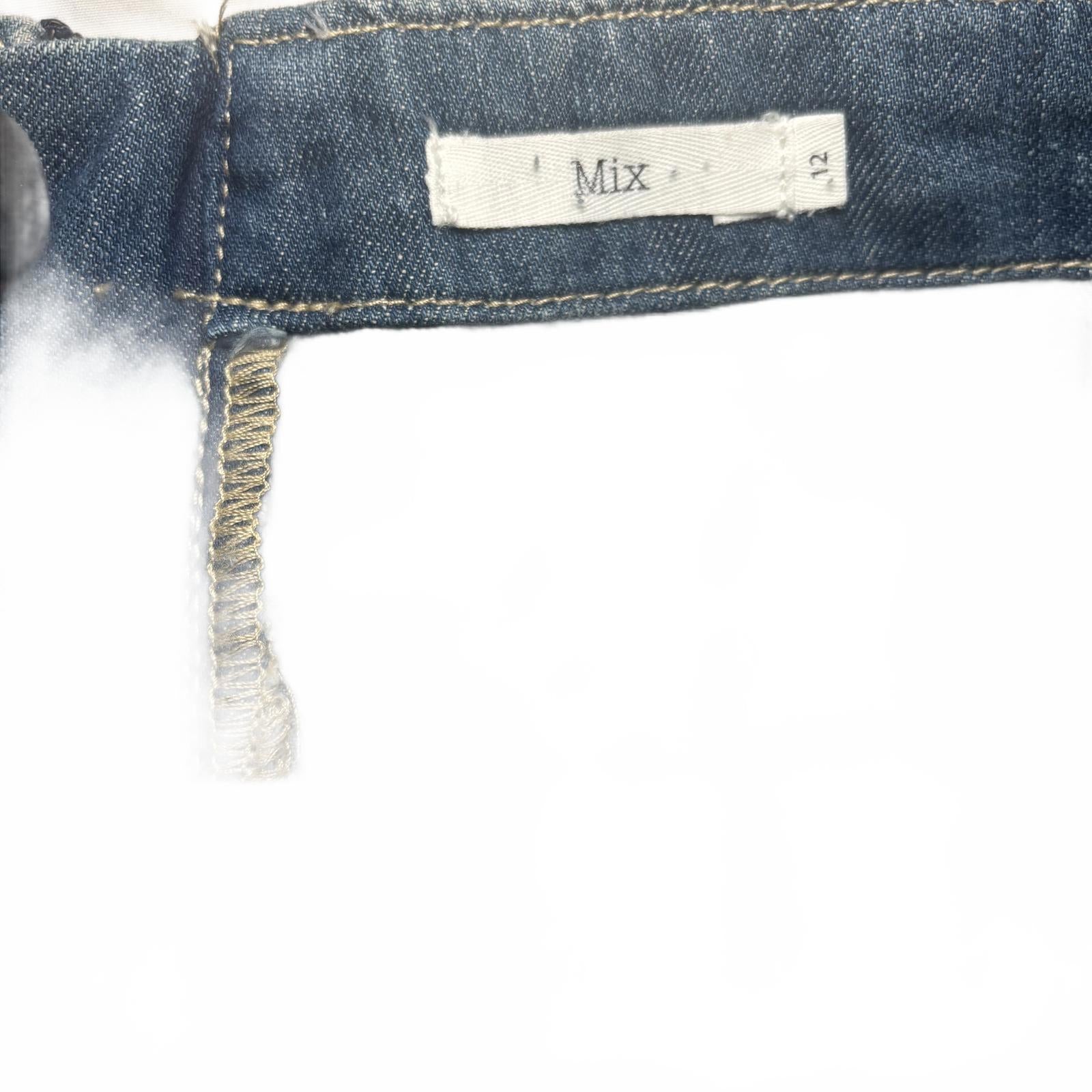 Mix Denim Skirt Size 12 Distressed Zip Back Casual #DenimSkirt #Womenswear #Size - Come Sell Nearly Anything