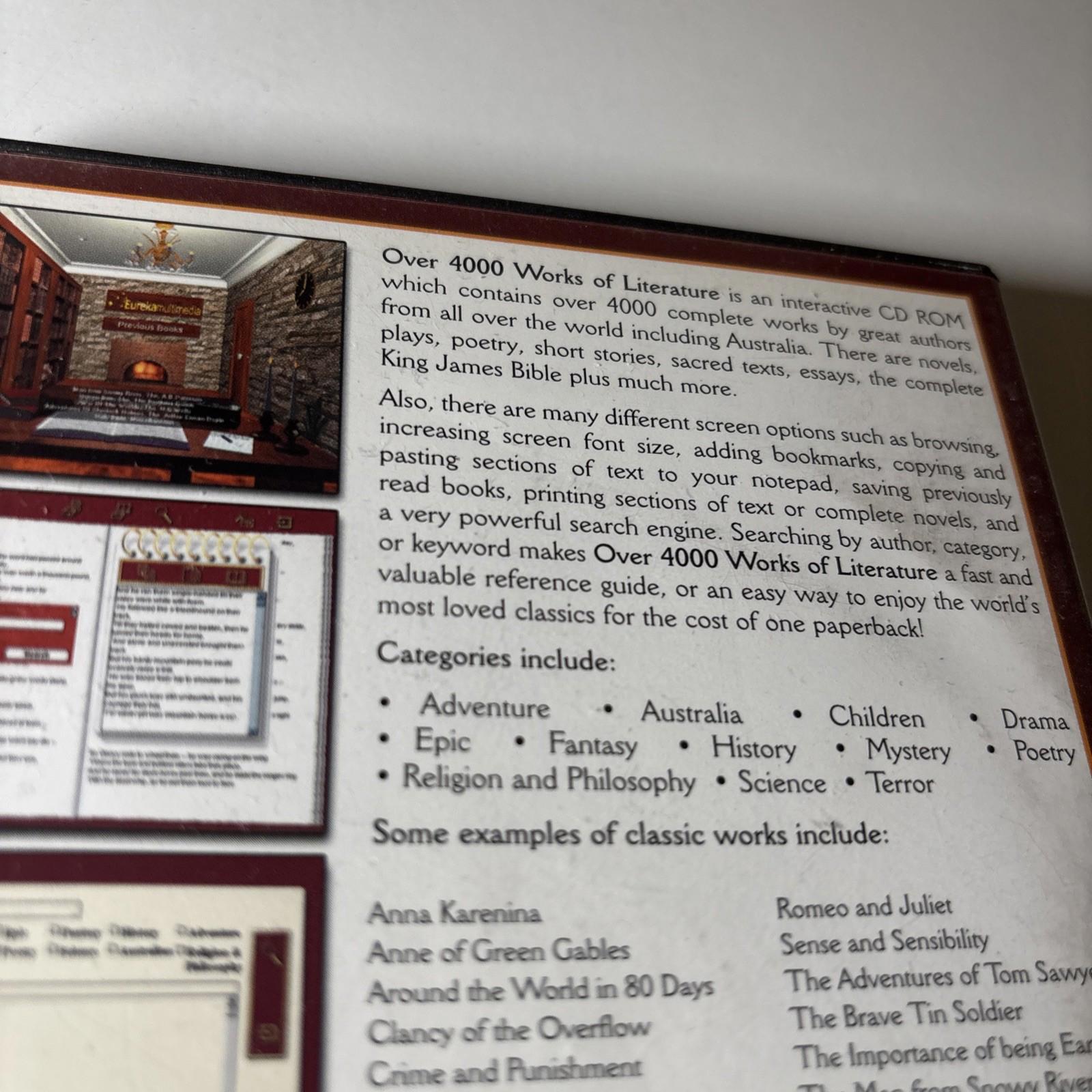 Over 4000 Works of Literature + Manual PC Windows & Macintosh Nodtronics VGC - Come Sell Nearly Anything