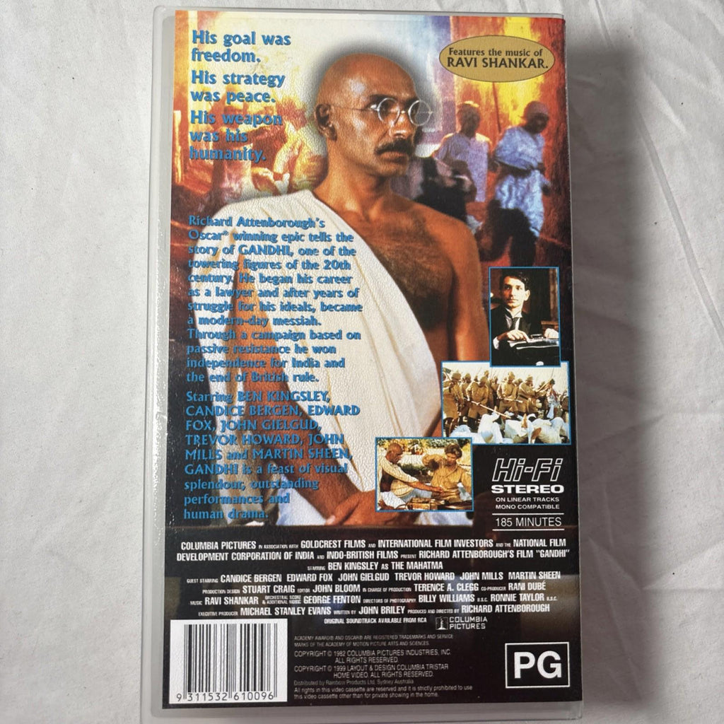 Gandhi VHS Video Tape PG  Ben Kingsley Candice Bergen Edward Fox John Gielgud - Come Sell Nearly Anything