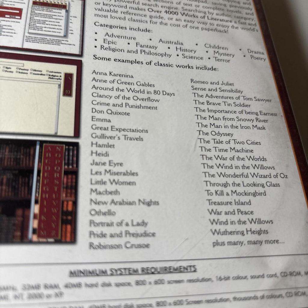 Over 4000 Works of Literature + Manual PC Windows & Macintosh Nodtronics VGC - Come Sell Nearly Anything