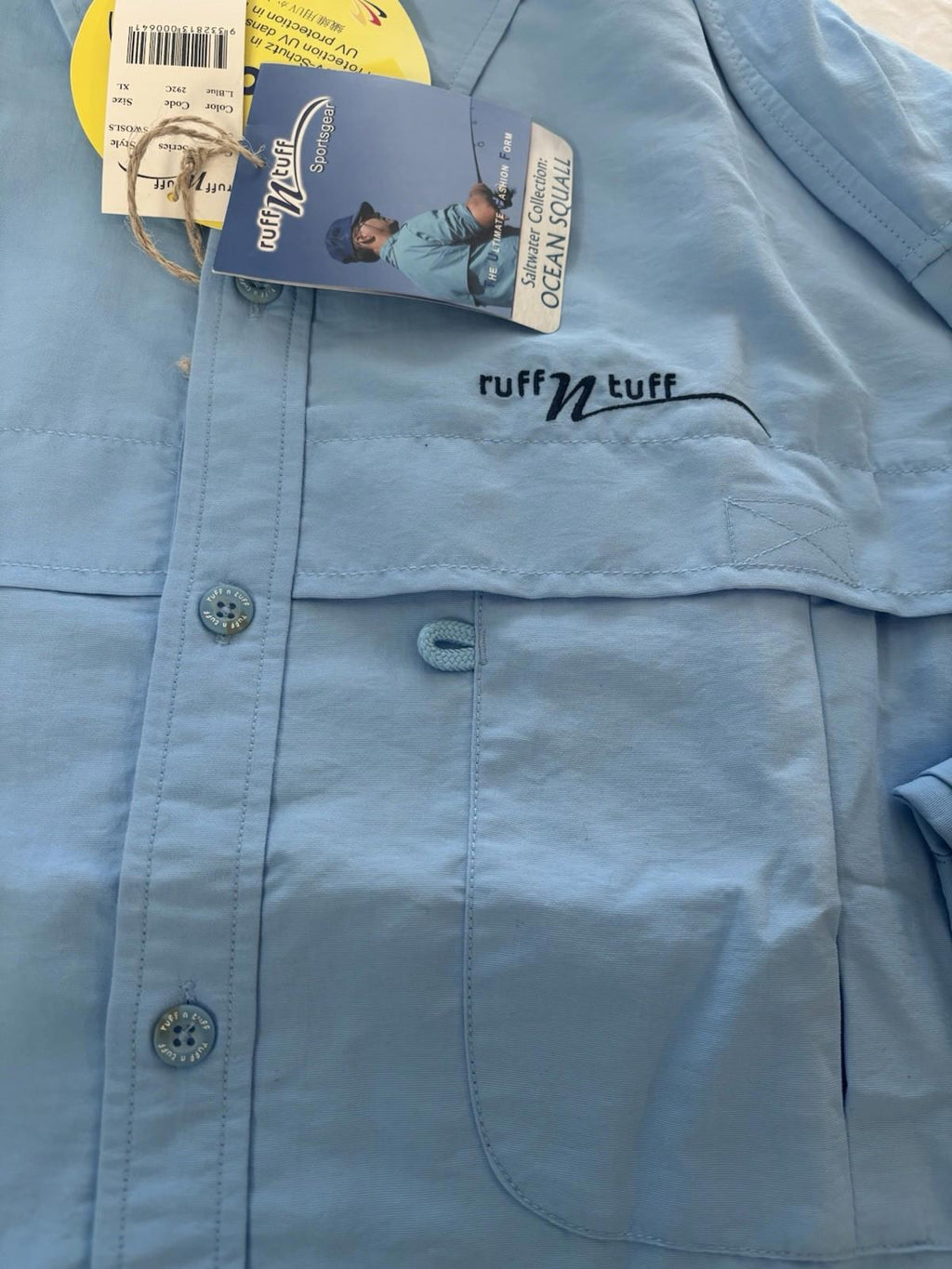 Ruff N Men’s Off Shore Rayosan UV Protection Fishing LS Shirt, Blue, XLarge BNWT - Come Sell Nearly Anything