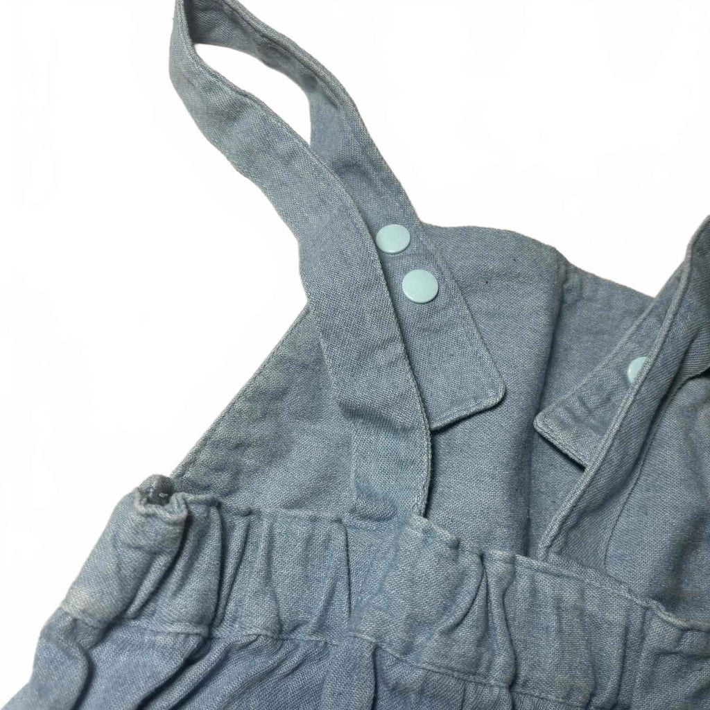 Denim Overalls Light Blue Cotton Elastane Adjustable Straps