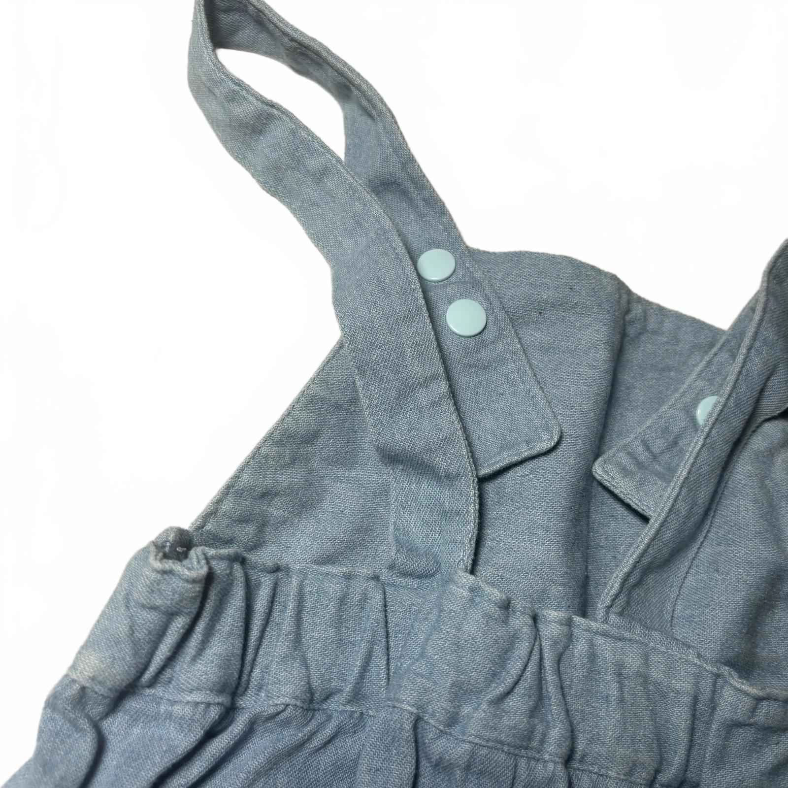 Denim Overalls Light Blue Cotton Elastane Adjustable Straps