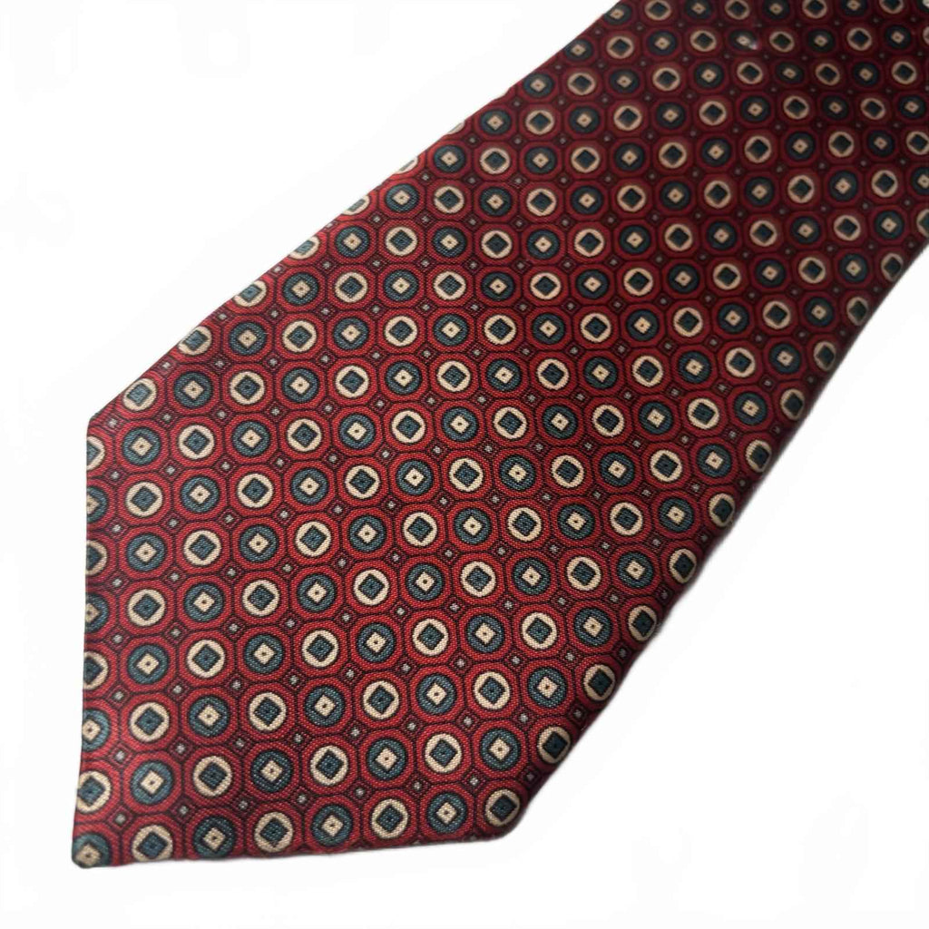 John & Lou Men's Red Geometric Silk Tie
