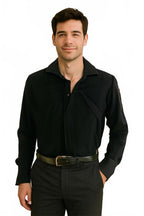 Marcs Shirt Mens M Black Longsleeve Button Up Cotton Black European Fabric - Come Sell Nearly Anything