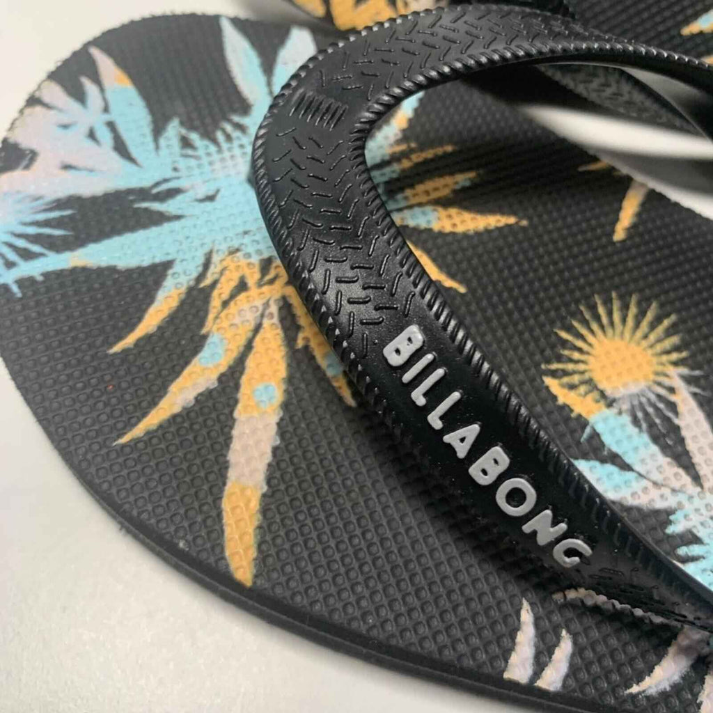 BILLABONG TIDES BLACK 5 HAWAIIAN TROPICAL FLIP FLOPS SANDALS MENS NEW