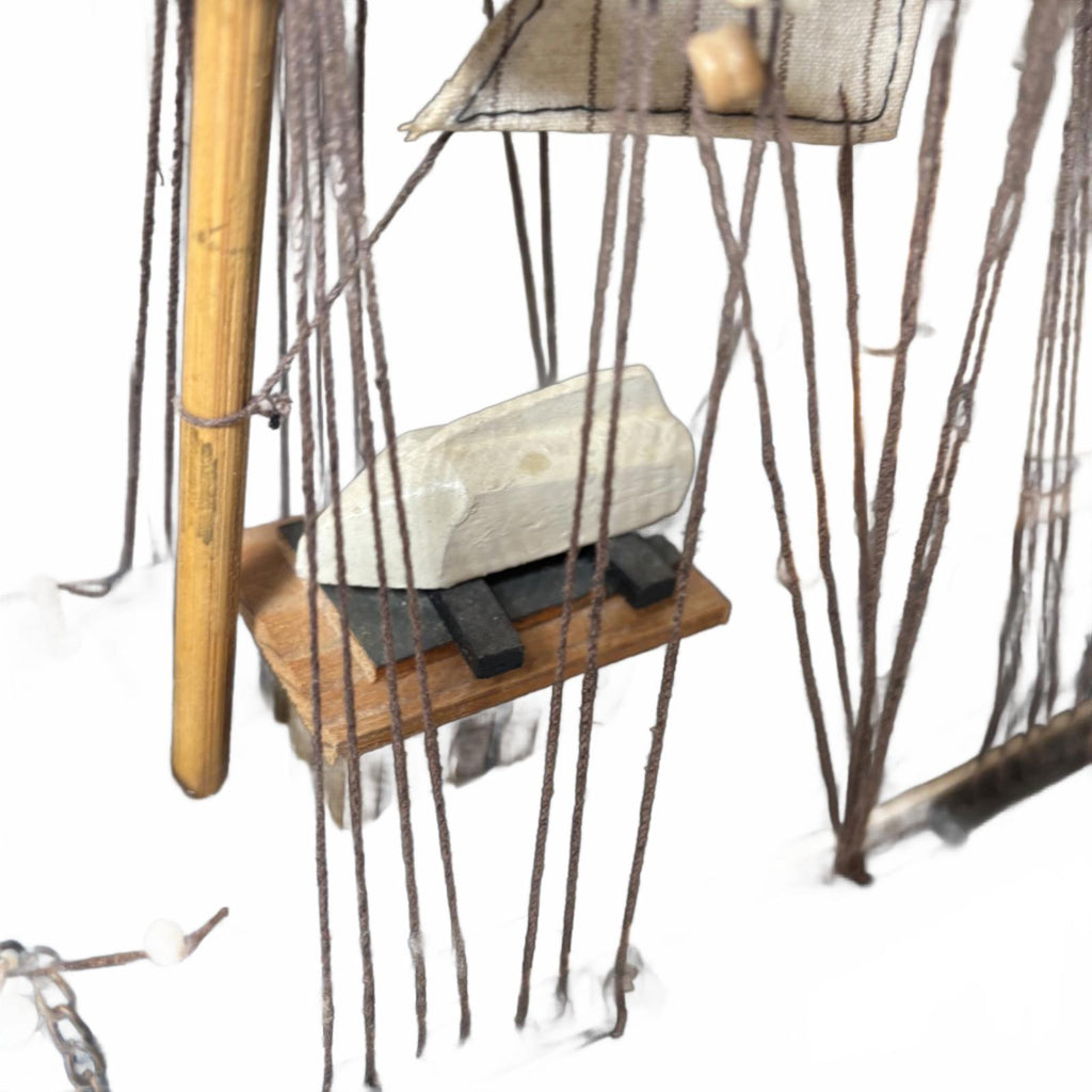 Decorative Wooden Ship Model with Fabric Sails