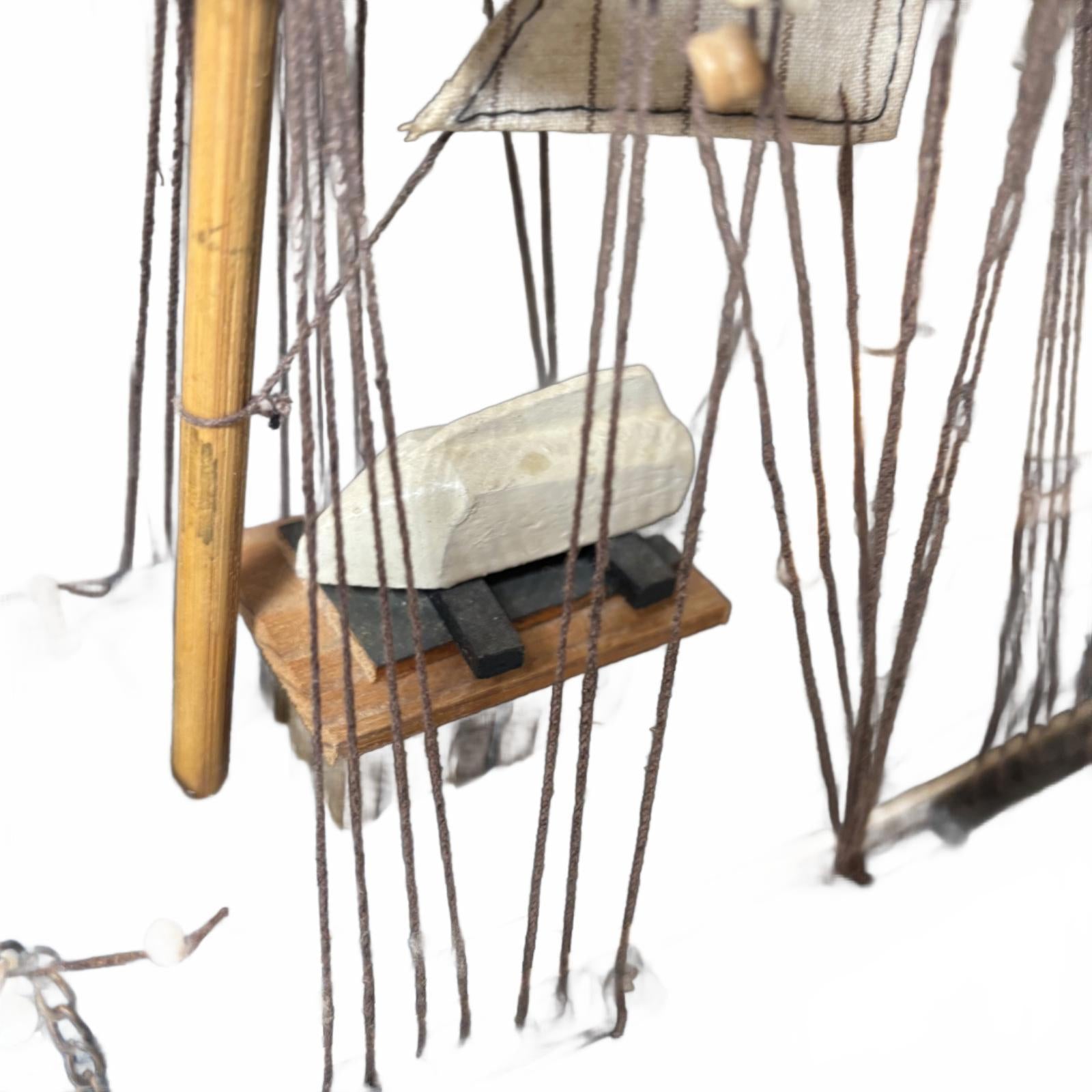 Decorative Wooden Ship Model with Fabric Sails