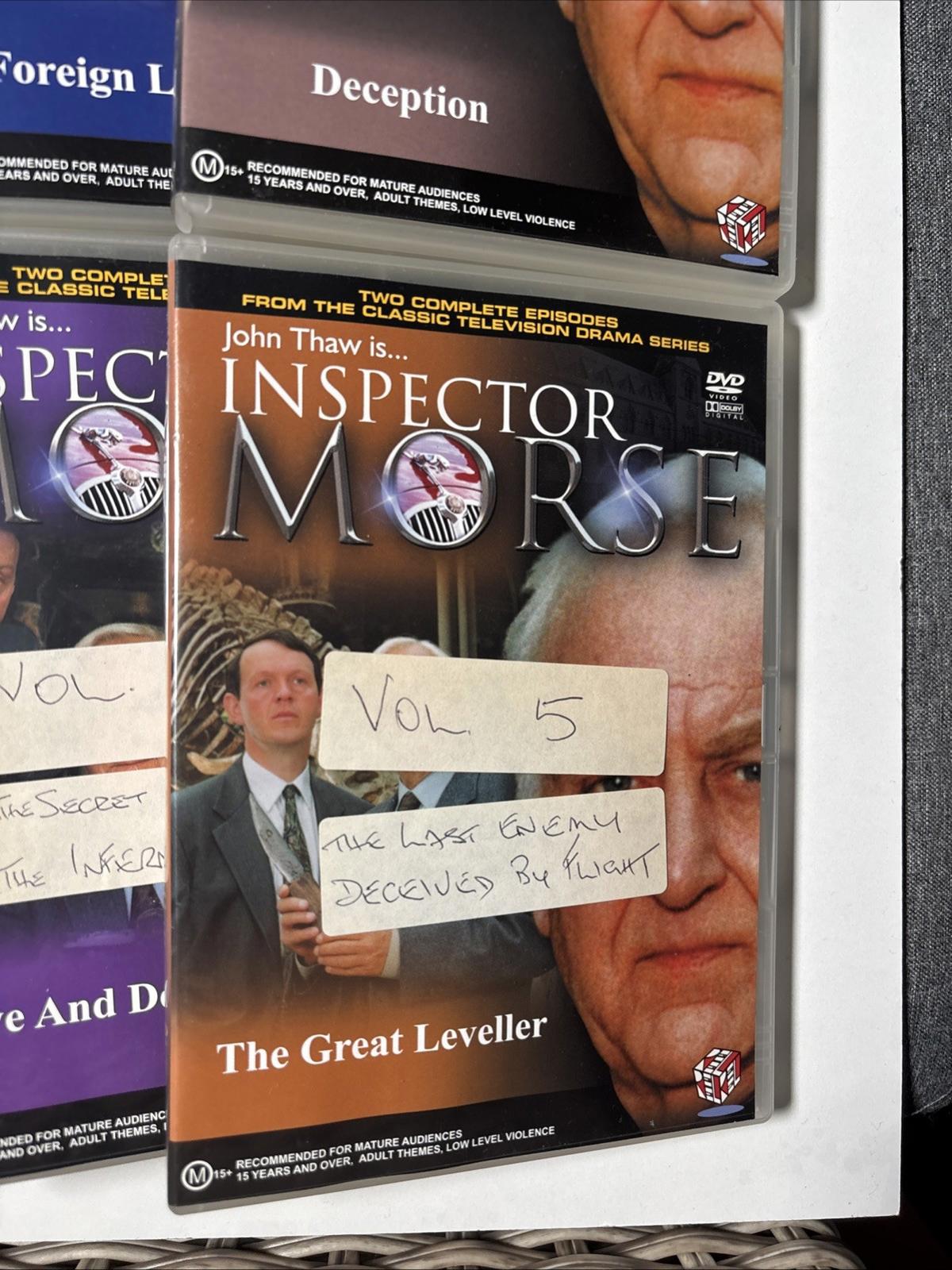 Inspector Morse Vil 5-12 . Lot of 8 DVDs, John Thaw, Two Epds each