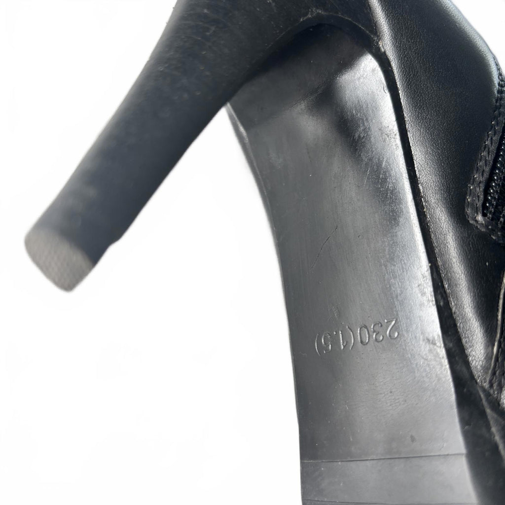 VTG Sapiniere Women's Black Knee-High Leather Boots Size 7.5 Heeled Elegant