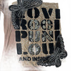 Hearts & Roses Women's Long Sleeve Top Size M Brown Embellished - Come Sell Nearly Anything