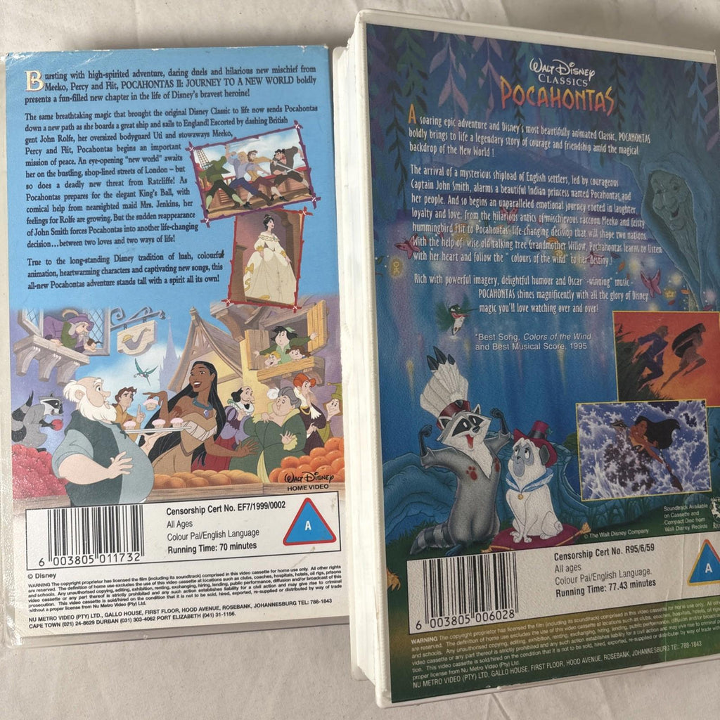 Walt Disney - Pocahontas & Pocahontas 2 Journey To A New World On VHS Video Tape - Come Sell Nearly Anything