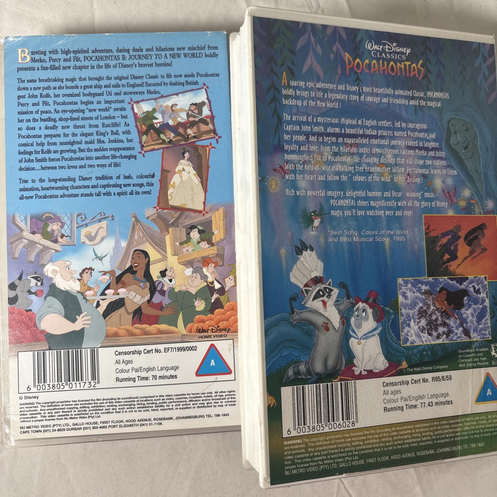 Walt Disney - Pocahontas & Pocahontas 2 Journey To A New World On VHS Video Tape - Come Sell Nearly Anything