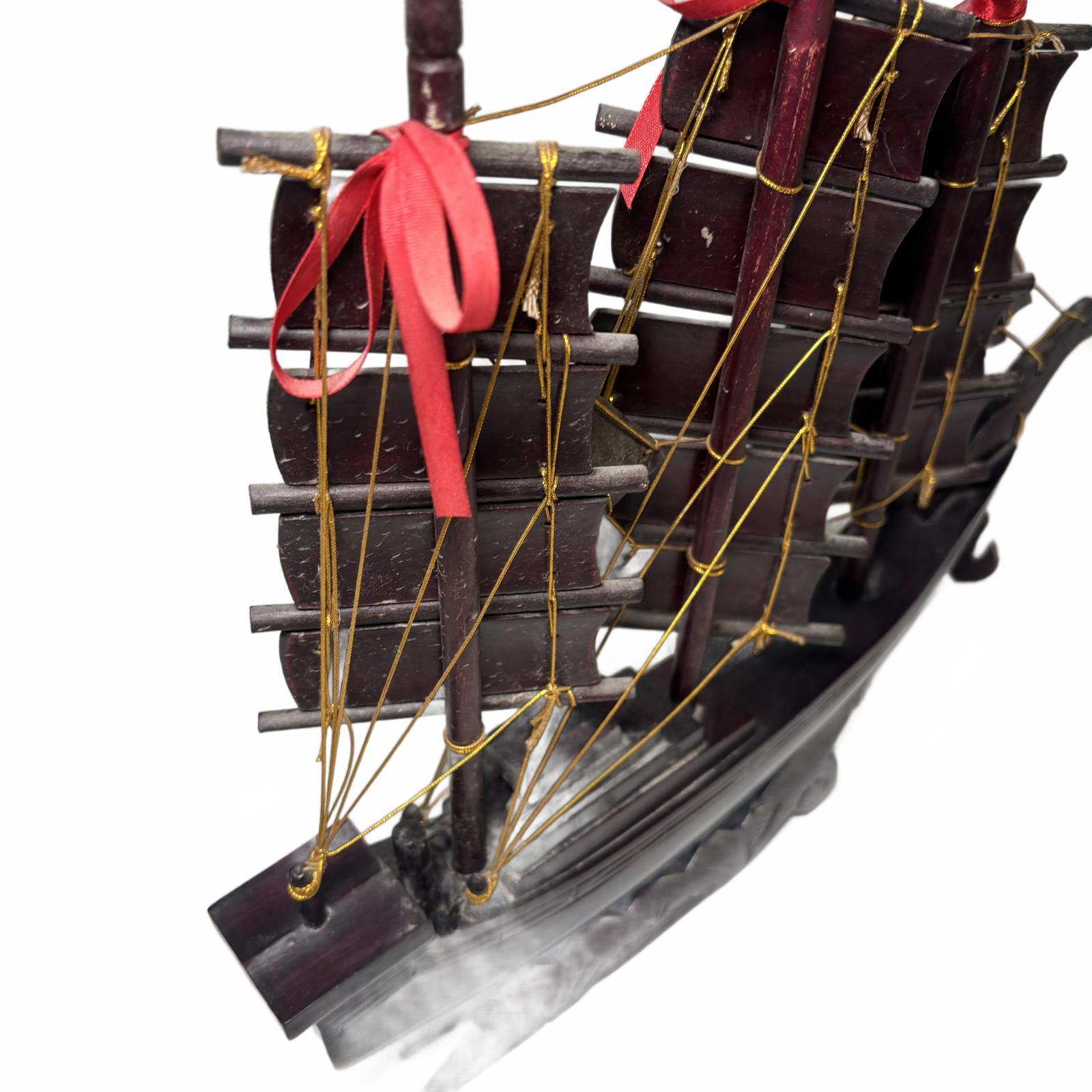 Handcrafted Wooden Model Ship 35cm Decorative Nautical Sculpture #NauticalDecor