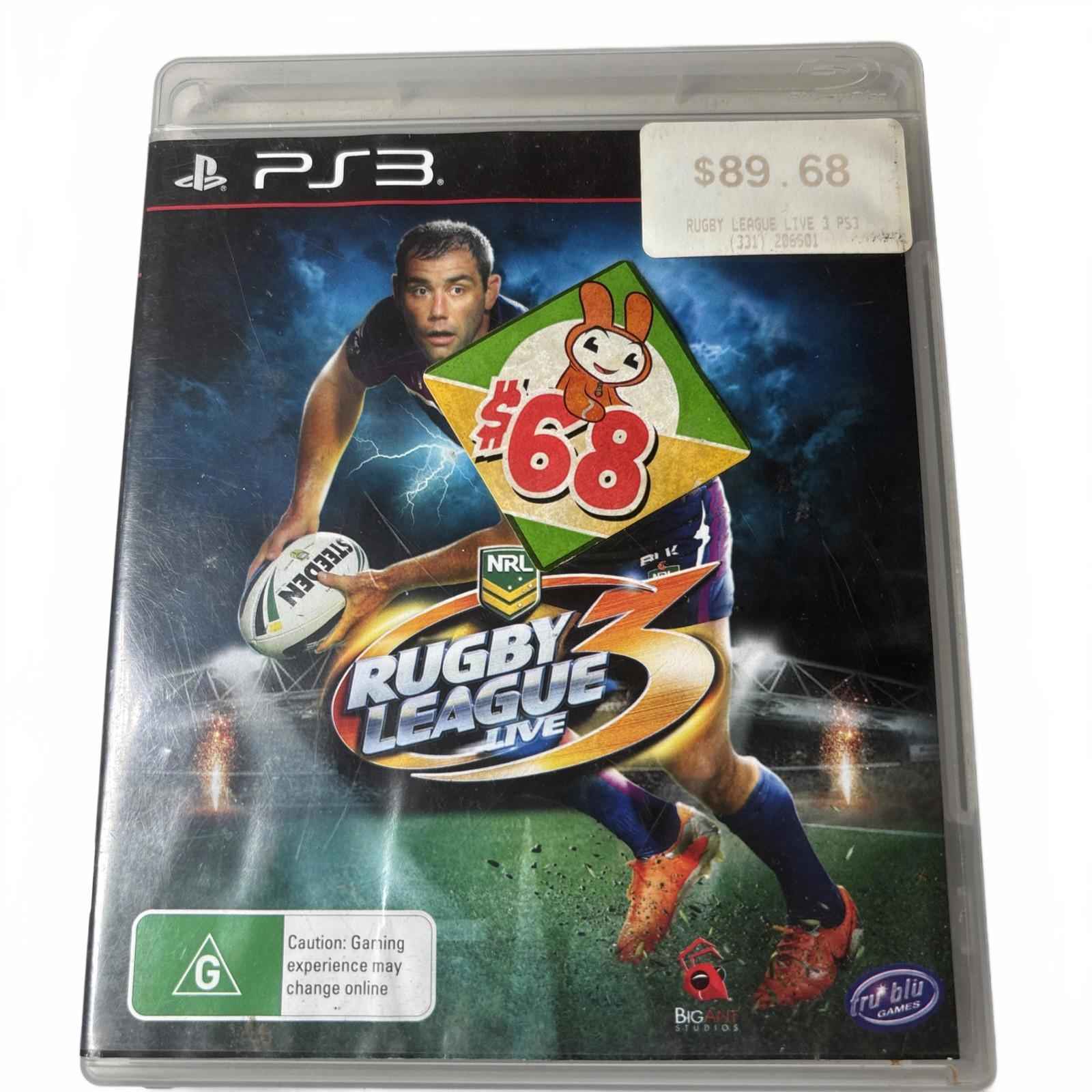 Rugby League Live 3 PS3 Game - VGC - Complete W/Manual - 2015 PAL Sony