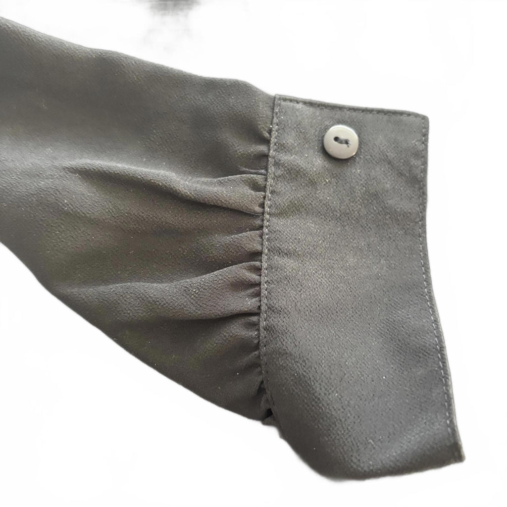 Paris Black Women's Blouse Size 12 Elegant Embroidered Collar - Come Sell Nearly Anything