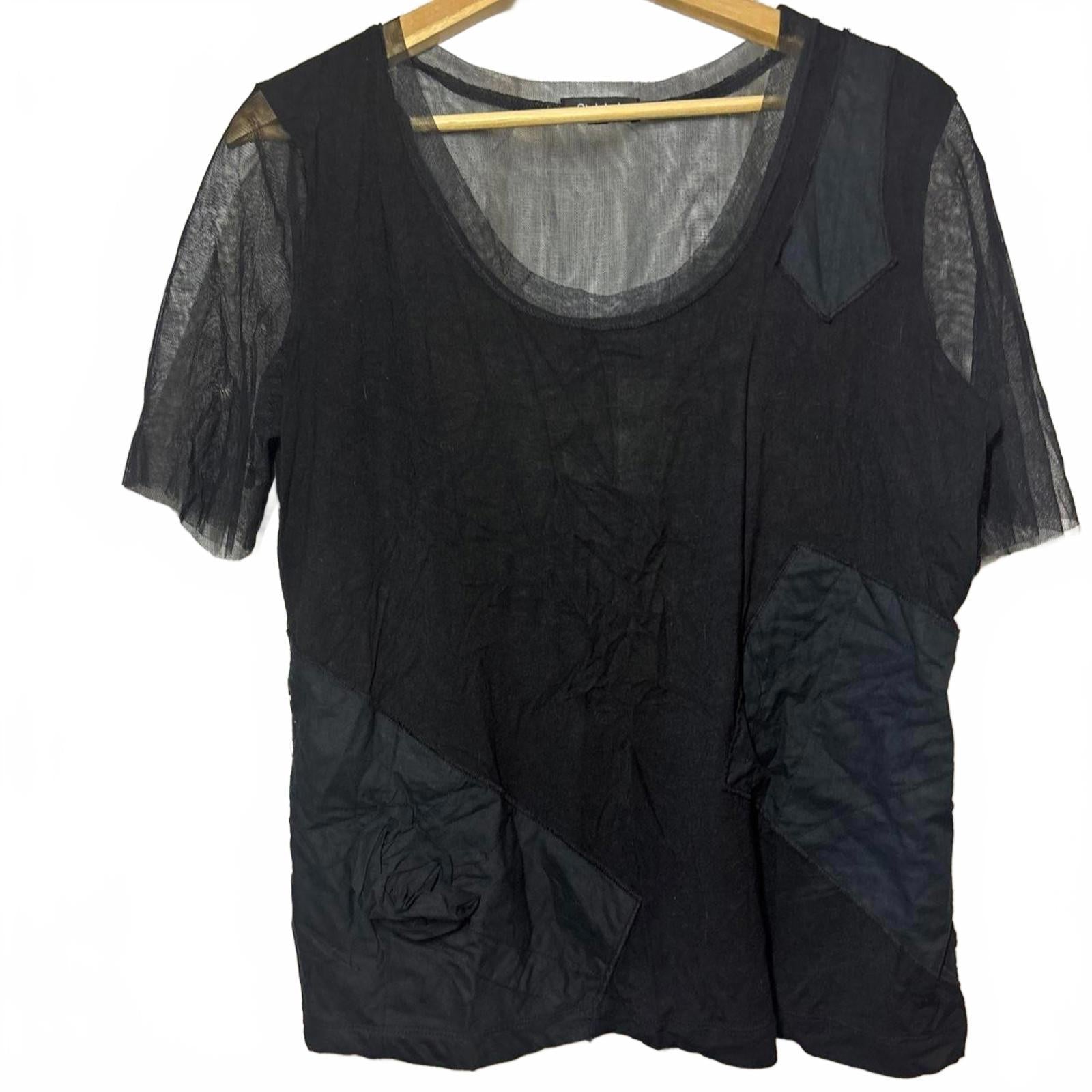 Vintage Black mesh top with pockets Size 16 goth grunge from style labs - Come Sell Nearly Anything
