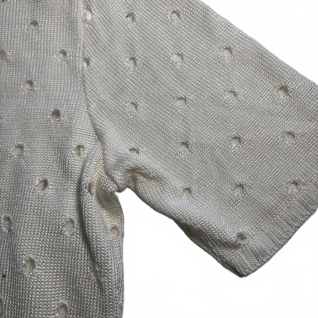 Venetia Linea Giovane Women's Short Sleeve Knit Top - White, Size 2 VTG - Come Sell Nearly Anything