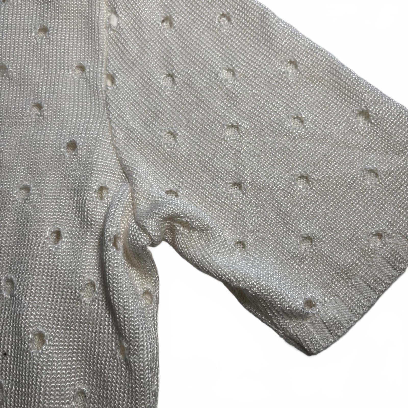 Venetia Linea Giovane Women's Short Sleeve Knit Top - White, Size 2 VTG - Come Sell Nearly Anything